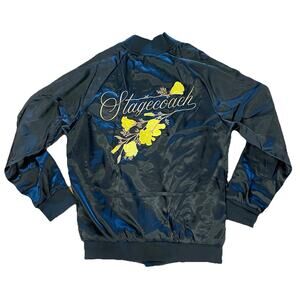 Empire Polo Stagecoach Women’s M Black Satin Embroidered Bomber Jacket-D1